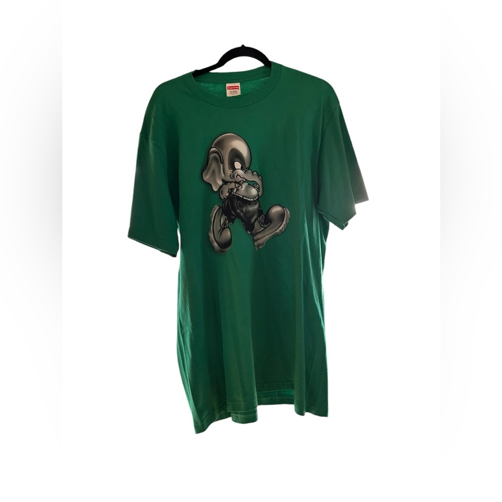 Rare AUTHENTIC - Supreme Elephant Graphic Tee Green Short Sleeve-Size L